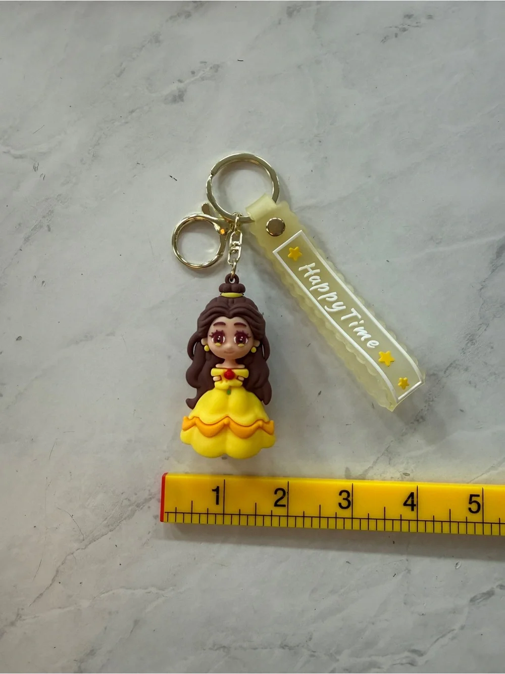 New Disney Princess Belle 3D Silicone Keychain Bag Charm Wristlet